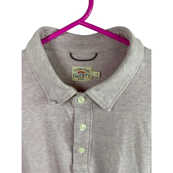 Faherty‎ Polo Shirt Mens Large Lavender Heather Stretch Modal Blend Soft Knit - Picture 2 of 7
